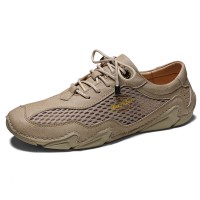 Men Mesh Breathable Non Slip Comfy Lace Up Elastic Band Casual Shoes