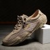 Men Mesh Breathable Non Slip Comfy Lace Up Elastic Band Casual Shoes