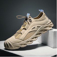 Men Outdoor Luminous Mesh Breathable Anti-collision Toe Casual Hiking Shoes