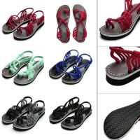 Women Flat Sandals Rome Style Flip Flops Cross Weaving Straps Low Heels Ladies Beach Summer Shoes