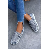 Gray Pattern Patchwork Drawstring Slip On Sneakers