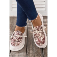 Pattern Printed Patchwork Round Toe Slip-on Sneakers