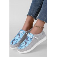 Sky Blue Abstract Print Lace up Shoes