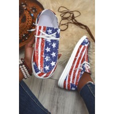 American Flag Print Slip on Flat Sneakers