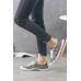 Women's Shoes - Gray Lace up Casual Canvas Shoes