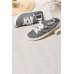 Women's Shoes - Gray Lace up Casual Canvas Shoes