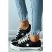 Women's Shoes - Black Star Pattern Lace-up Casual Canvas Sneaker