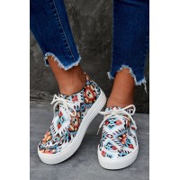 Multicolor Aztec Pattern Lace-up Sneakers