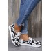 Women's Shoes - Cow Print Lace Up Round Toe Flat Sneakers