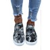 Women's Shoes - Gray Canvas Camo Distressed Sneakers