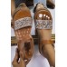 Sandals - Brown Sequin Pleather Open Toe Sandals