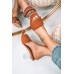 Sandals - Brown Square Head High Heel Sandals