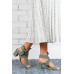 Sandals - Green Open Toe Bowknot Ankle Strap High Chunky Heel Sandals