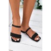 Black Braided Square Toe Flat Sandals