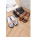 Sandals - Brown Chain Decor Slip-on Flat Sandals