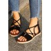 Sandals - Black Rome Suede Open Toe Flat Sole Sandals