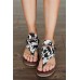 Sandals - Cow Print Flip-Flops Hemp Rope Zipper Sandals