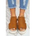 Sandals - Brown Suede Open Toe Wedge Sandals