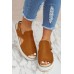 Sandals - Brown Suede Open Toe Wedge Sandals