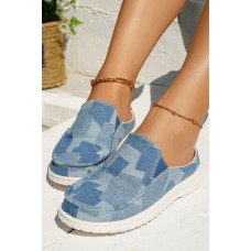 Sky Blue Color Block Slip-on Canvas Slippers