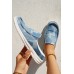 Slippers - Sky Blue Color Block Slip-on Canvas Slippers
