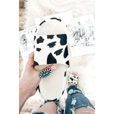 White Cow Print Soft Soled Slippers