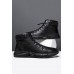 Men's Shoes - Black PU Leather Zipped Round Toe Ankle Boots