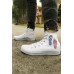 Men's Shoes - White American Flag Graphic Print High Top Canvas Shoes