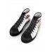 Men's Shoes - White Pattern Print Splicing Lace-up High Top Canvas Sneaker