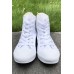 Men's Shoes - White Skull Print Lace-up High Top Canvas Sneakers