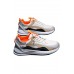 Men's Shoes - Orange Color Block Lace-up Men's Running Shoes