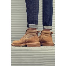 Khaki Vintage Lace-up Men's Ankle Boots