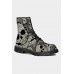 Men's Shoes - Gray Men's High Top Skull Work Boots