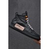 Black Patchwork PU Leather High Top Men's Sneakers